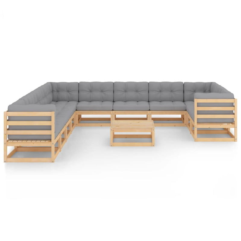 Dealsmate  12 Piece Garden Lounge Set with Cushions Solid Pinewood