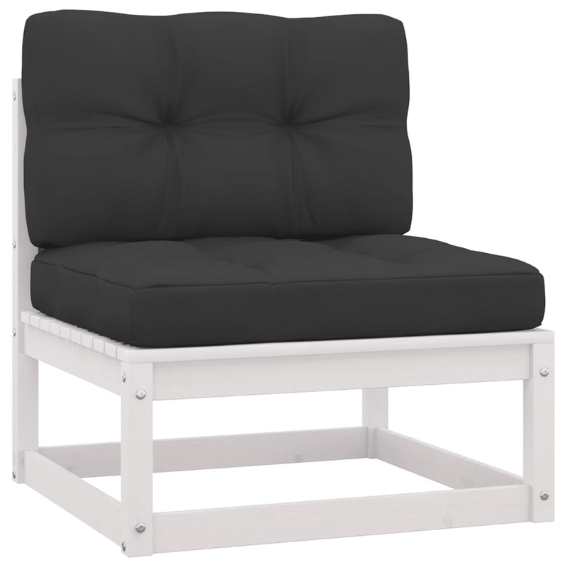 Dealsmate  10 Piece Garden Lounge Set with Cushions White Solid Pinewood