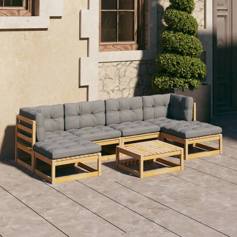 Dealsmate  7 Piece Garden Lounge Set with Cushions Solid Pinewood