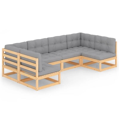 Dealsmate  6 Piece Garden Lounge Set with Cushions Solid Pinewood