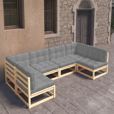 Dealsmate  6 Piece Garden Lounge Set with Cushions Solid Pinewood