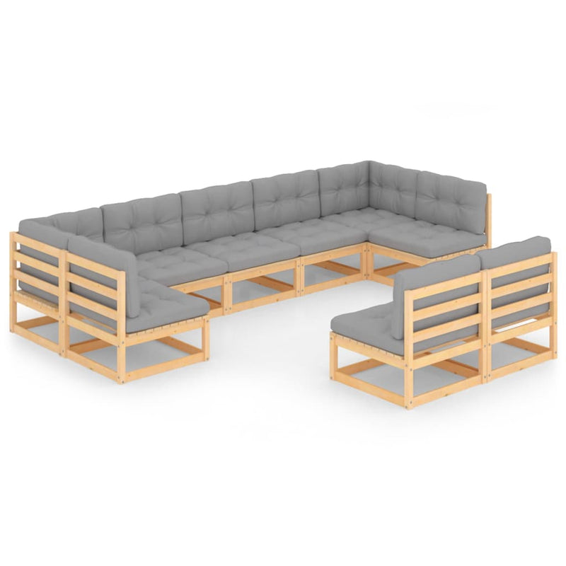 Dealsmate  9 Piece Garden Lounge Set with Cushions Solid Pinewood