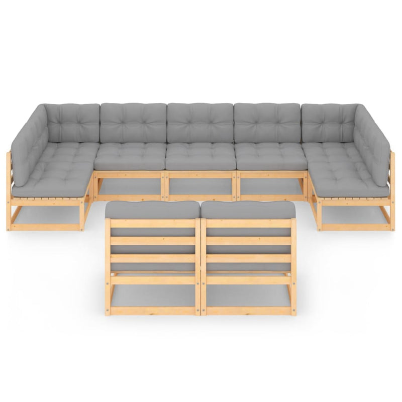Dealsmate  9 Piece Garden Lounge Set with Cushions Solid Pinewood