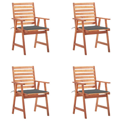 Dealsmate  Outdoor Dining Chairs 4 pcs with Cushions Solid Acacia Wood