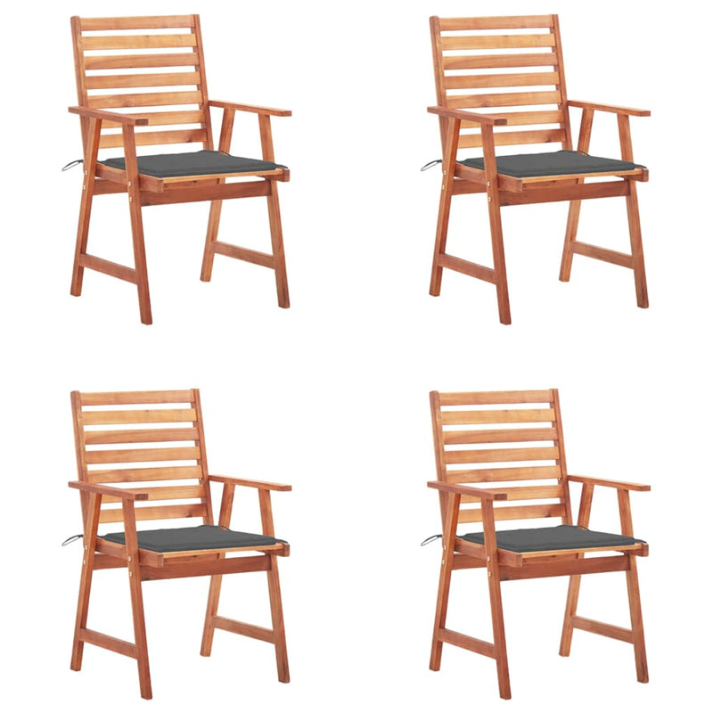 Dealsmate  Outdoor Dining Chairs 4 pcs with Cushions Solid Acacia Wood