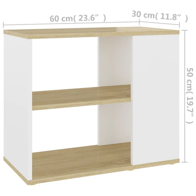 Dealsmate  Side Cabinet Sonoma Oak and White 60x30x50 cm Engineered Wood