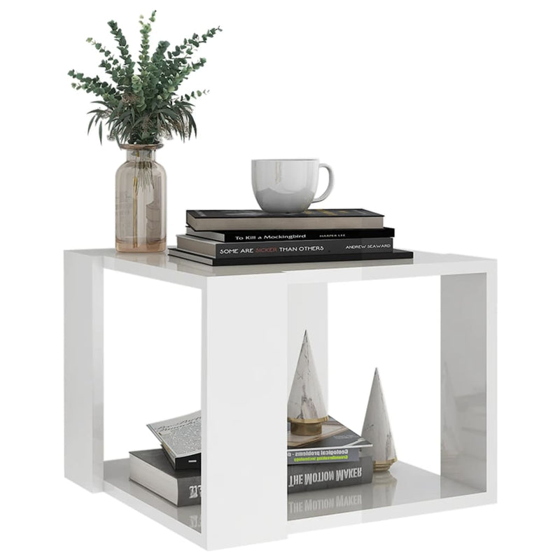 Dealsmate  Coffee Table High Gloss White 40x40x30 cm Engineered Wood