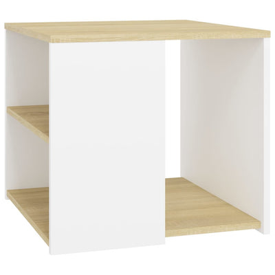 Dealsmate  Side Table Sonoma Oak and White 50x50x45 cm Engineered Wood