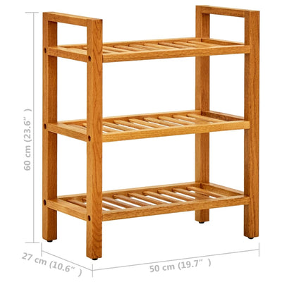 Dealsmate  Shoe Rack with 3 Shelves 50x27x60 cm Solid Oak Wood