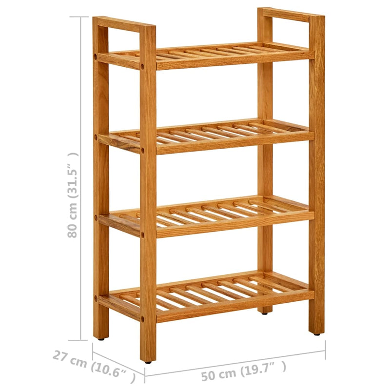 Dealsmate  Shoe Rack with 4 Shelves 50x27x80 cm Solid Oak Wood