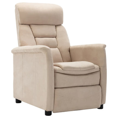 Dealsmate  Electric Recliner Cream Faux Suede Leather