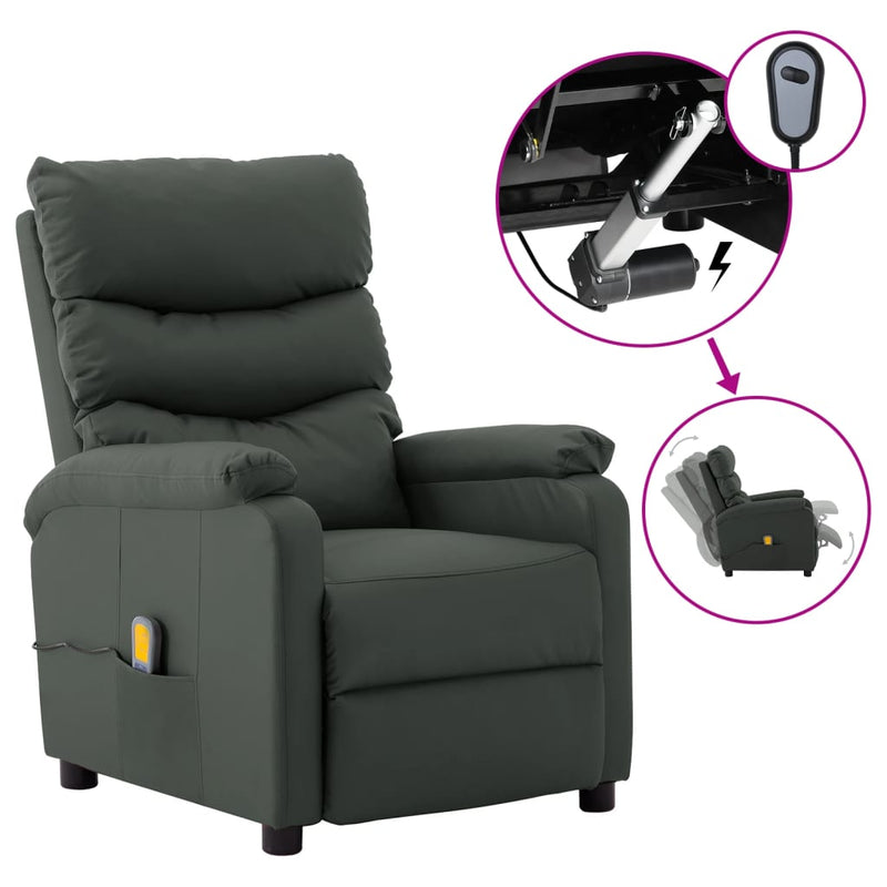 Dealsmate  Electric Massage Reclining Chair Grey Faux Leather