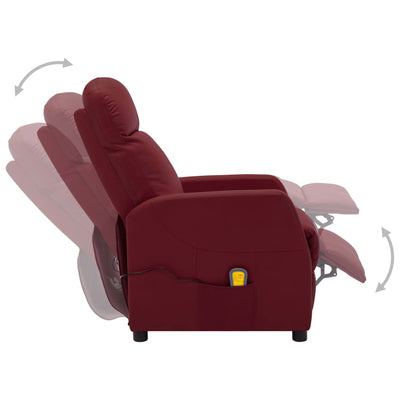 Dealsmate  Electric Massage Reclining Chair Wine Red Faux Leather