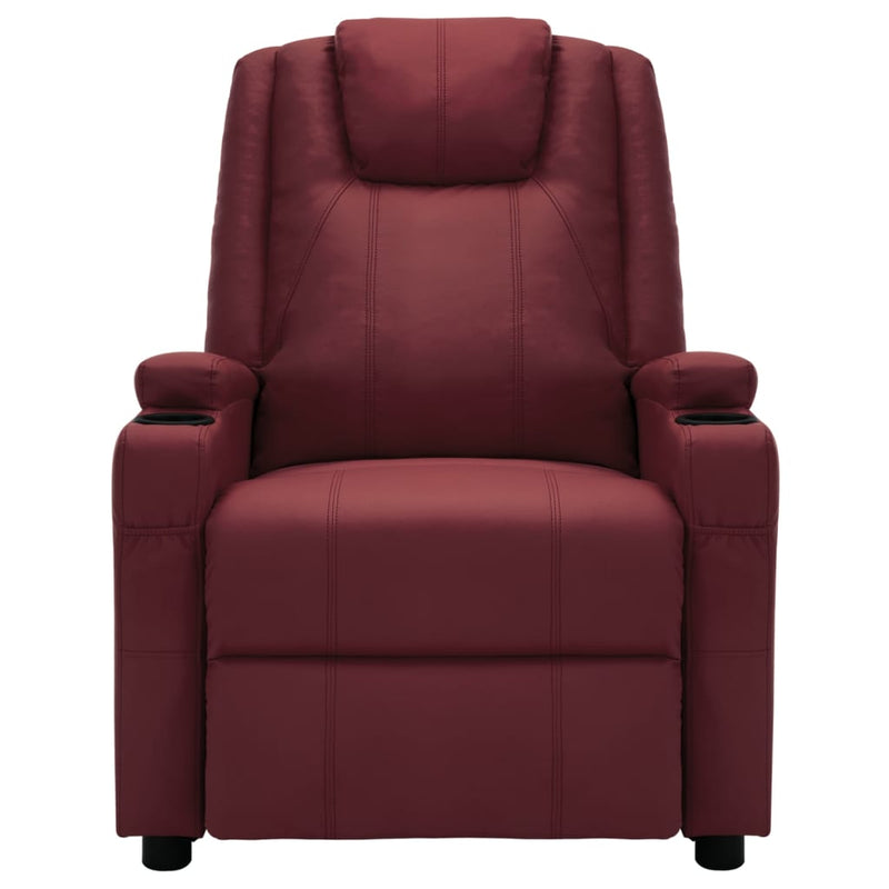 Dealsmate  Electric Massage Reclining Chair Wine Red Faux Leather