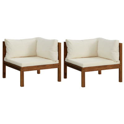 Dealsmate  Corner Sofas 2 pcs with Cream White Cushions Solid Acacia Wood