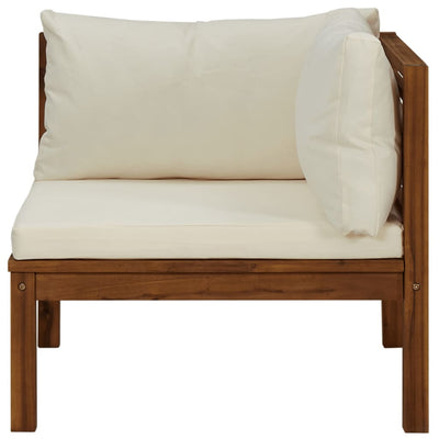 Dealsmate  Corner Sofas 2 pcs with Cream White Cushions Solid Acacia Wood