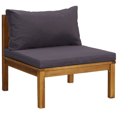 Dealsmate  3 Piece Garden Lounge Set with Dark Grey Cushions Acacia Wood