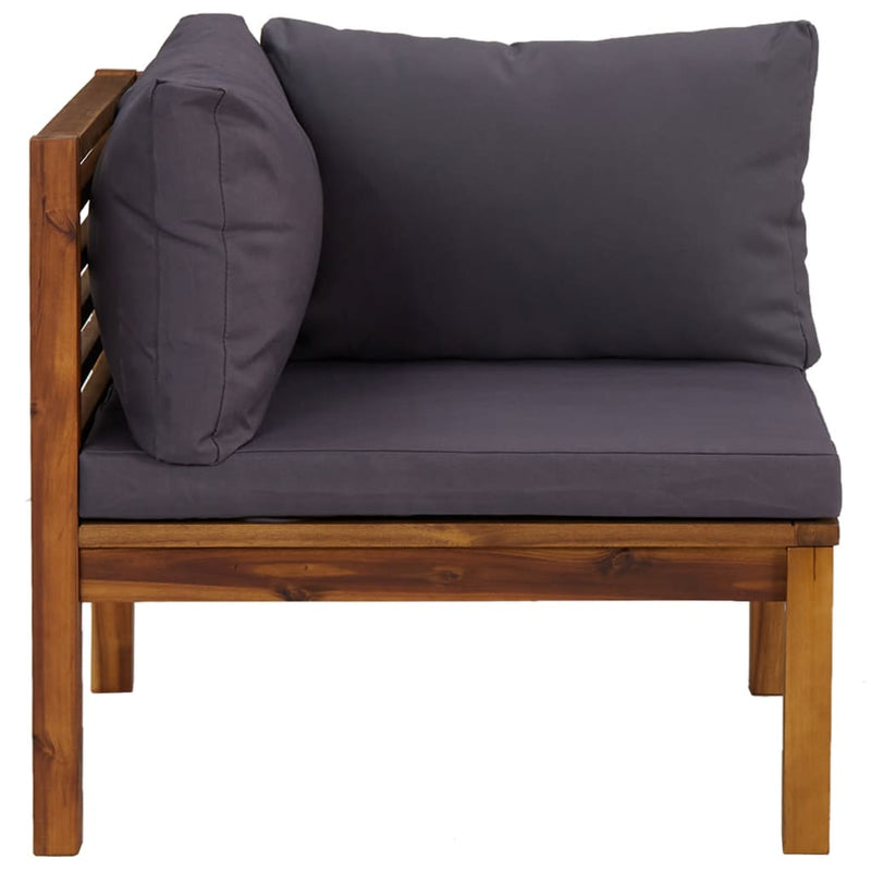 Dealsmate  2 Piece Sofa Set with Dark Grey Cushions Solid Acacia Wood