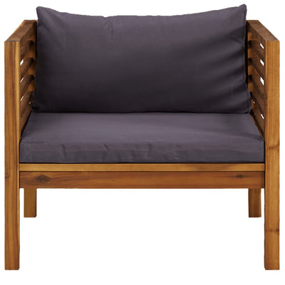 Dealsmate  2 Piece Garden Sofa Set with Dark Grey Cushions Acacia Wood