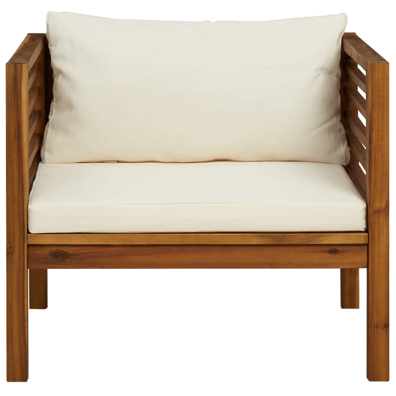 Dealsmate  2 Piece Garden Sofa Set with Cream White Cushions Acacia Wood