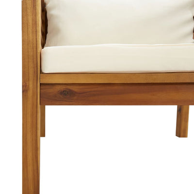 Dealsmate  2 Piece Garden Sofa Set with Cream White Cushions Acacia Wood