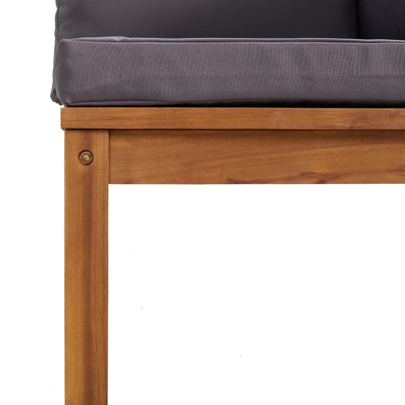 Dealsmate  Sectional Corner Sofa with Dark Grey Cushions Solid Acacia Wood