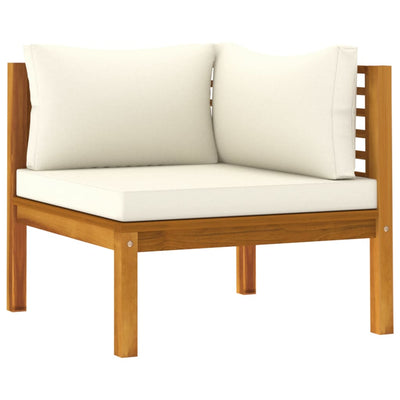 Dealsmate  Sectional Corner Sofa with Cream White Cushion Acacia Wood