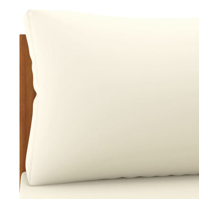 Dealsmate  Sectional Corner Sofa with Cream White Cushion Acacia Wood
