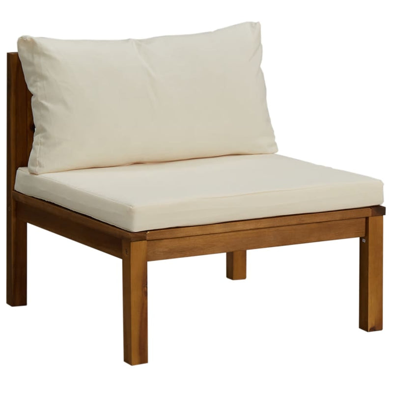 Dealsmate  Sectional Middle Sofa with Cream White Cushion Acacia Wood