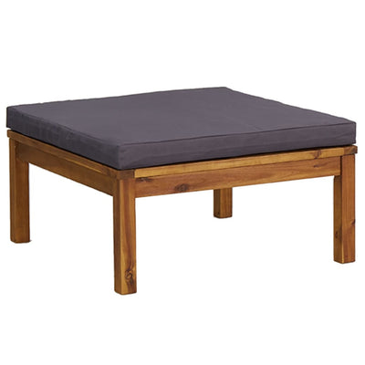 Dealsmate  Footrest with Dark Grey Cushion Solid Acacia Wood