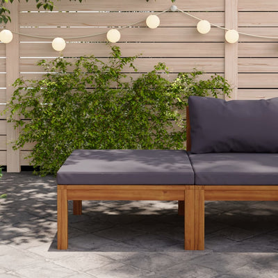 Dealsmate  Footrest with Dark Grey Cushion Solid Acacia Wood