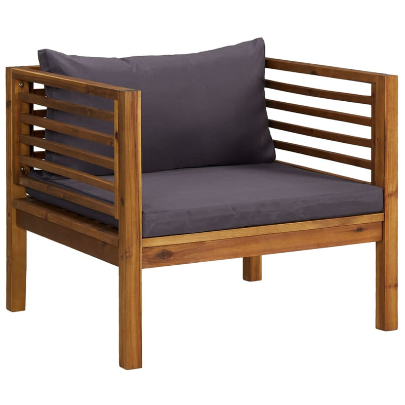 Dealsmate  Garden Chair with Dark Grey Cushions Solid Acacia Wood