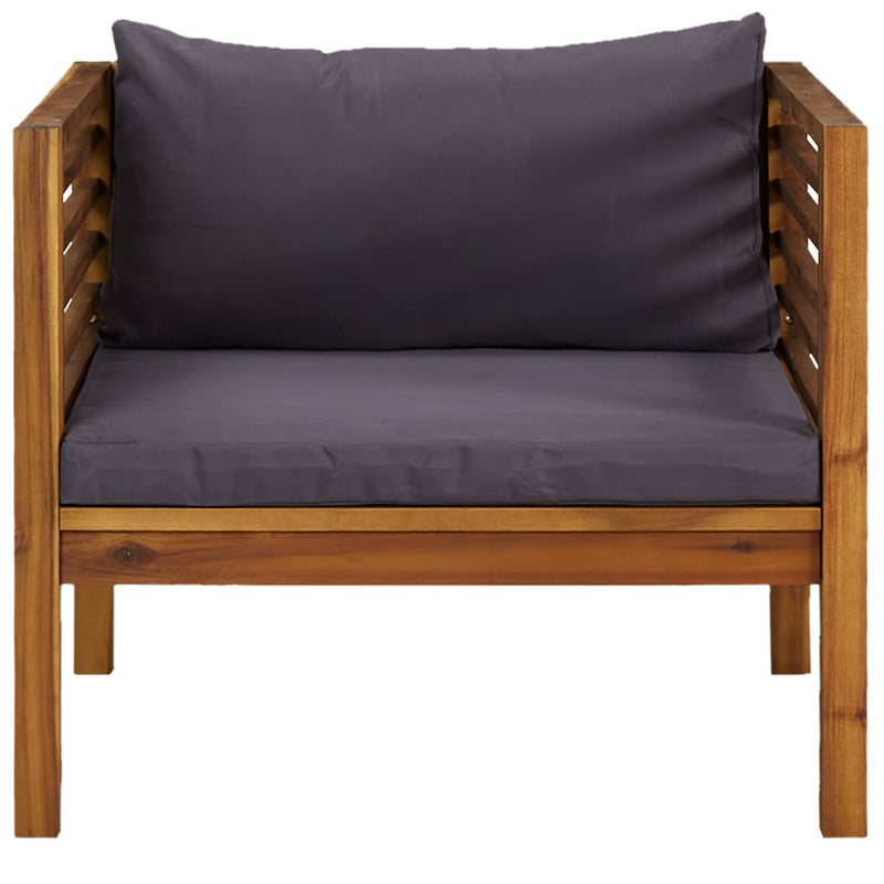 Dealsmate  Garden Chair with Dark Grey Cushions Solid Acacia Wood