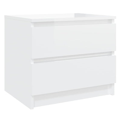Dealsmate  Bed Cabinets 2 pcs High Gloss White 50x39x43.5 cm Engineered Wood