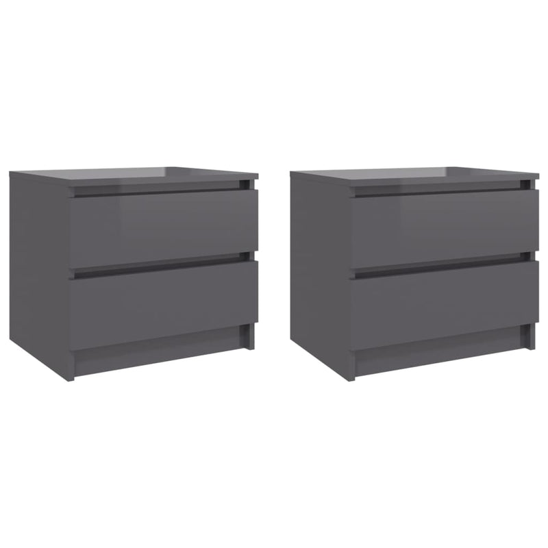 Dealsmate  Bed Cabinets 2 pcs High Gloss Grey 50x39x43.5 cm Engineered Wood
