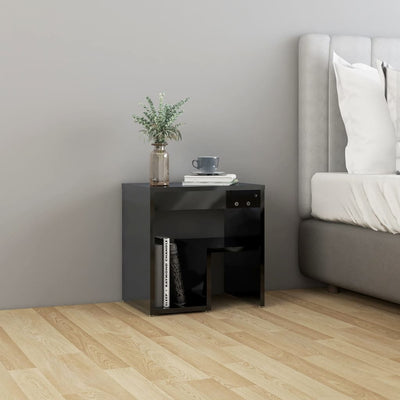 Dealsmate  Bed Cabinets 2 pcs High Gloss Black 40x30x40 cm Engineered Wood