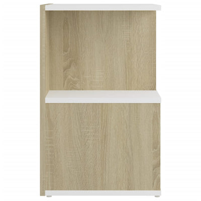 Dealsmate  Bedside Cabinet White and Sonoma Oak 35x35x55 cm Engineered Wood