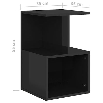 Dealsmate  Bedside Cabinet High Gloss Black 35x35x55 cm Engineered Wood