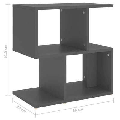 Dealsmate  Bedside Cabinets 2 pcs Grey 50x30x51.5 cm Engineered Wood
