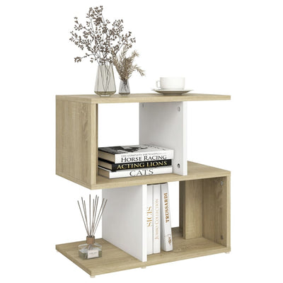 Dealsmate  Bedside Cabinet White and Sonoma Oak 50x30x51.5 cm Engineered Wood