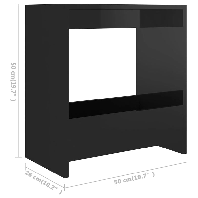 Dealsmate  Side Table High Gloss Black 50x26x50 cm Engineered Wood