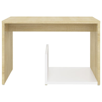 Dealsmate  Side Table White and Sonoma Oak 59x36x38 cm Engineered Wood
