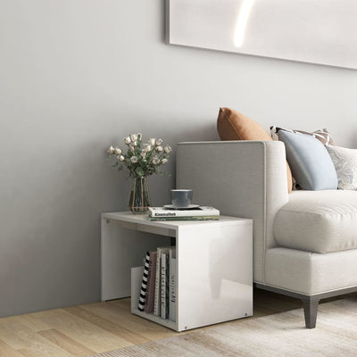 Dealsmate  Side Table High Gloss White 59x36x38 cm Engineered Wood