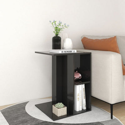 Dealsmate  Side Table High Gloss Black 60x40x45 cm Engineered Wood