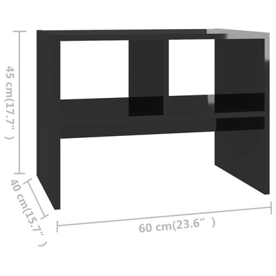 Dealsmate  Side Table High Gloss Black 60x40x45 cm Engineered Wood