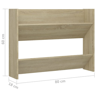 Dealsmate  Wall Shoe Cabinets 2 pcs Sonoma Oak 80x18x60cm Engineered Wood