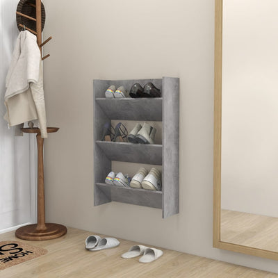 Dealsmate  Wall Shoe Cabinet Concrete Grey 60x18x90 cm Engineered Wood