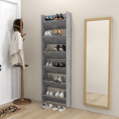 Dealsmate  Wall Shoe Cabinets 2 pcs Concrete Grey 60x18x90 cm Engineered Wood