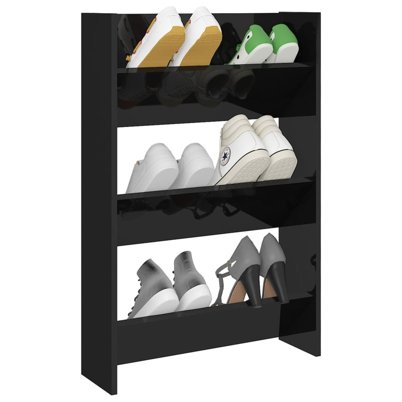 Dealsmate  Wall Shoe Cabinet High Gloss Black 60x18x90 cm Engineered Wood