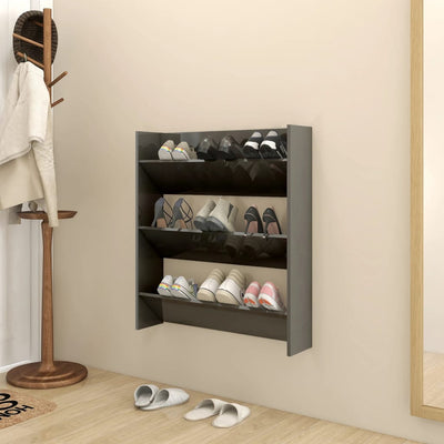 Dealsmate  Wall Shoe Cabinet High Gloss Grey 80x18x90 cm Engineered Wood